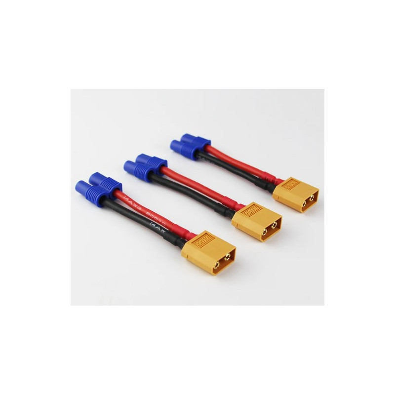Adaptateur XT60 mâle vers EC3 femelle - Version longue - FLASHRC