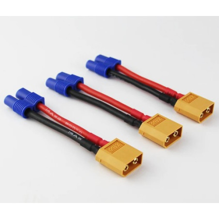 Adaptateur XT60 mâle vers EC3 femelle - Version longue - FLASHRC