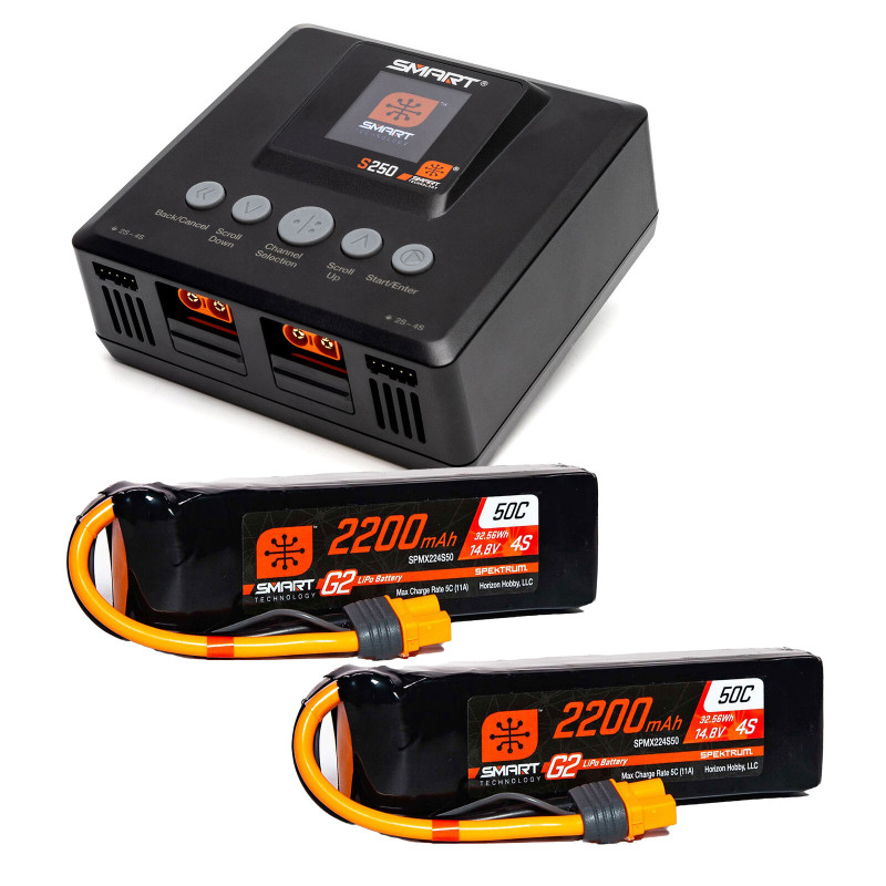 Smart Powerstage Air Bundle: G2 2200mAh 4S 50C LiPo IC3 & S250 Ladegerät (2) Spektrum