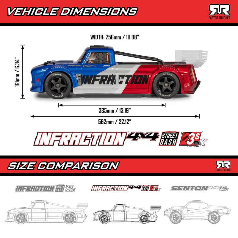 1/8 VERSTOß 223S DSC 4X4 RTR Brushless All-Road Street Bash Truck, Blau/Rot