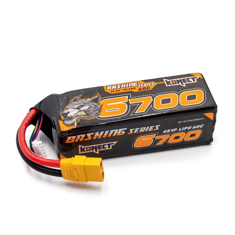 Batterie per auto e barche RC - Batteria LiPo 4S 14.8V 6700mah 60C Konect XT90 - FLASH RC