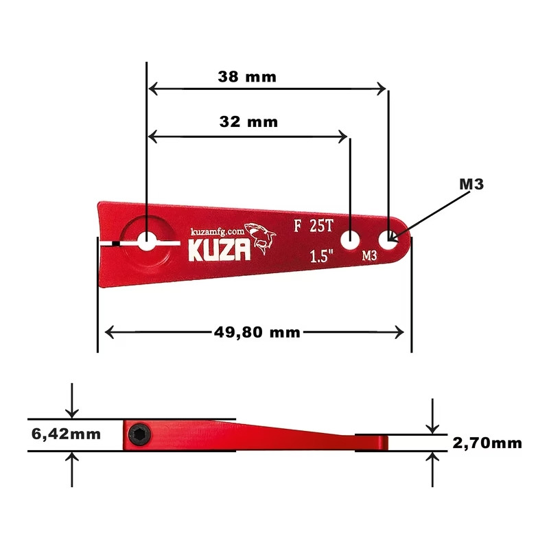 Palonniers 1-bras  38/32mm 1.5" M3 Aluminium 25T Futaba