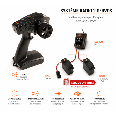 Spektrum DX3 SMART + SR315 + 2 servos A6030 offerts