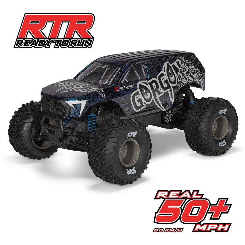 ARRMA 1/10 GORGON 223S 2WD RTR Brushless Monster Truck, Blue/Black