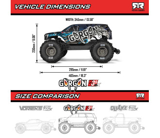 ARRMA 1/10 GORGON 223S 2WD RTR Brushless Monster Truck, Red/Black 2