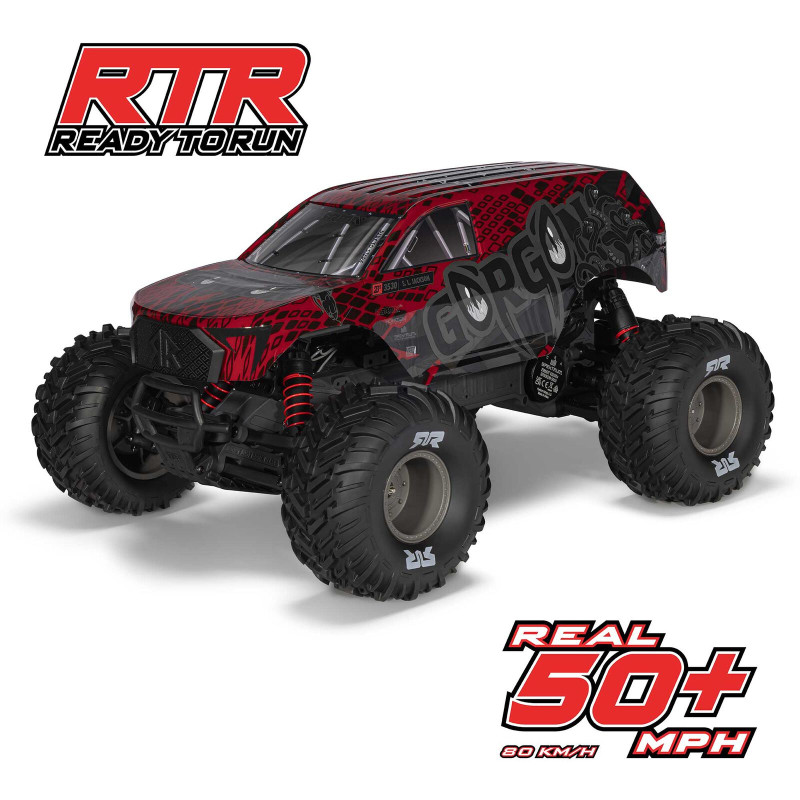 ARRMA 1/10 GORGON 223S 2WD RTR Brushless Monster Truck, Red/Black