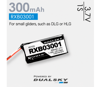 Batterie ricevitore - Batteria Lipo 1S 3.7V 300mAh 30C RX Dualsky - FLASH RC