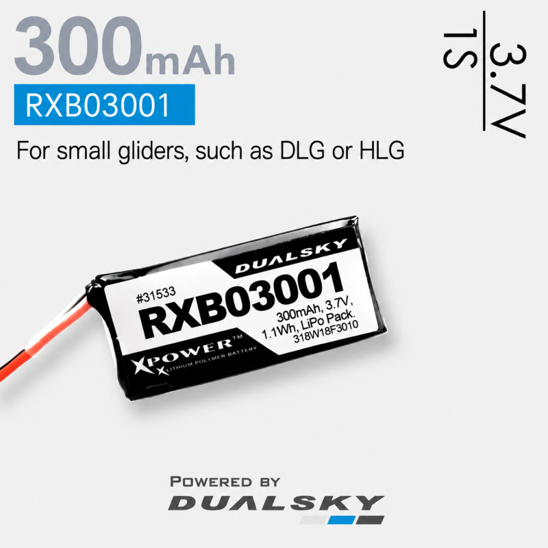 Empfängerakkus - Lipo-Akku 1S 3.7V 300mAh 30C RX Dualsky - FLASH RC