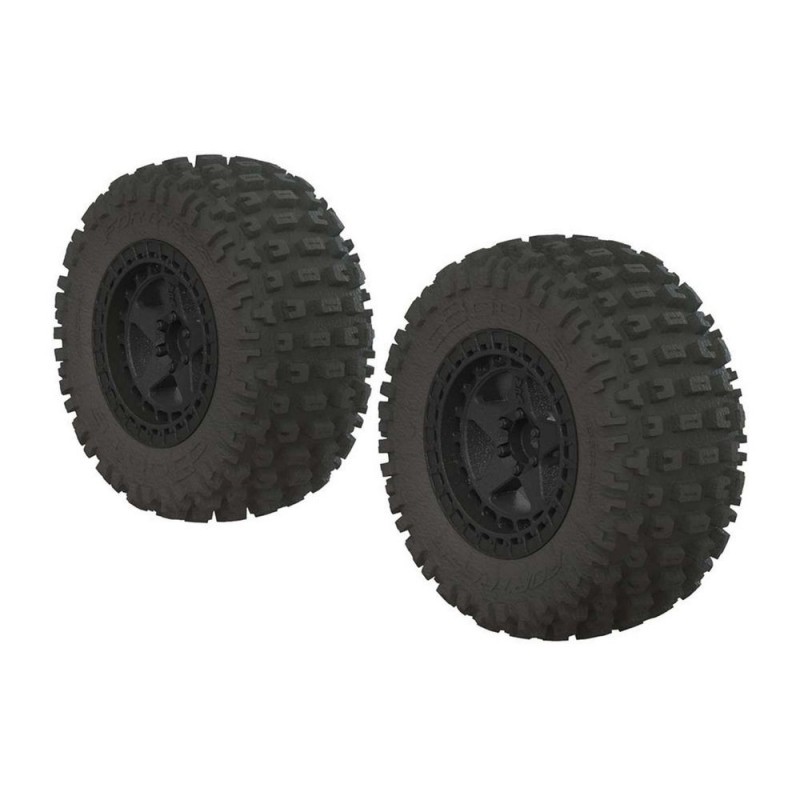 Piezas de repuesto para coches RC - ARRMA AR550042 Fortress SC Juego de neumáticos pegados Negro (2) - FLASH RC