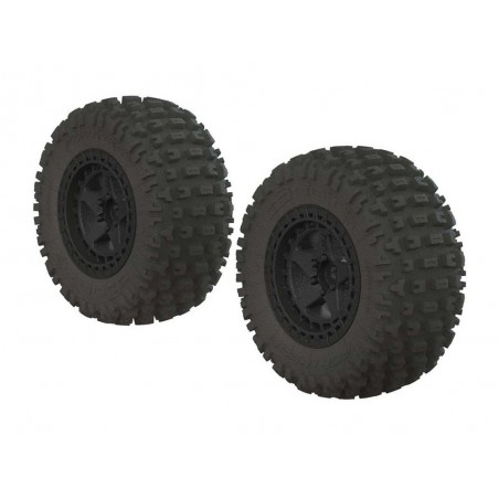 Piezas de repuesto para coches RC - ARRMA AR550042 Fortress SC Juego de neumáticos pegados Negro (2) - FLASH RC