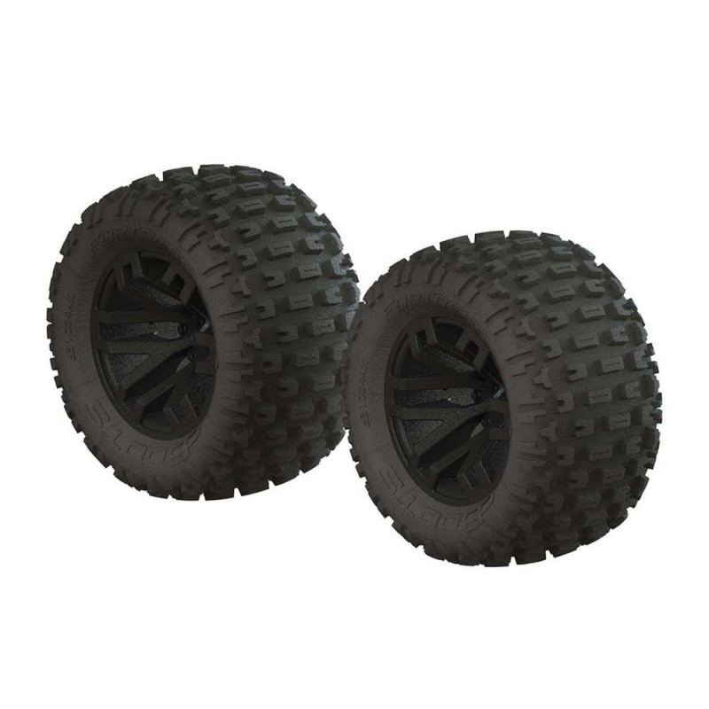 Piezas de repuesto para coches RC - ARRMA AR550044 dBoots Fortress MT Tire Set Glued Blk (2) - FLASH RC
