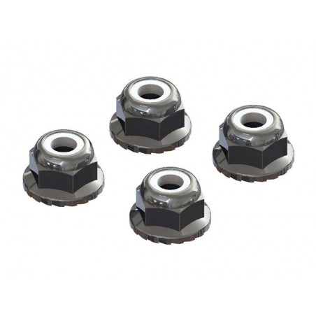 Recambios para coches RC - ARRMA AR708008 Contratuerca Nyloc 4mm Plata (4) - FLASH RC