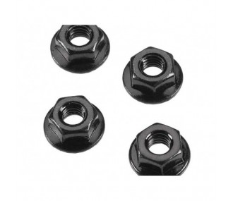 RC Car Parts - ARRMA AR708003 Tuerca de rueda con pestaña dentada 4mm (4) - FLASH RC