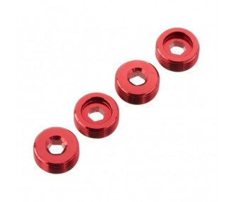 Recambios para coches RC - ARRMA AR330196 Tuerca Buje Delantero Aluminio Rojo (4) - FLASH RC