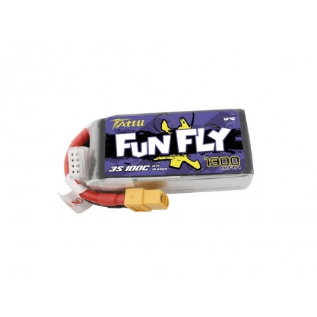 Batteries de propulsion avions RC - Batterie Tattu lipo Funfly Series 3S 11.1V 1300mAh 100C prise xt60 - FLASH RC