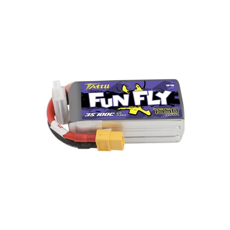 Batterie di propulsione per aerei RC - Tattu lipo Funfly Series 3S 11.1V 1550mAh 100C xt60 socket - FLASH RC