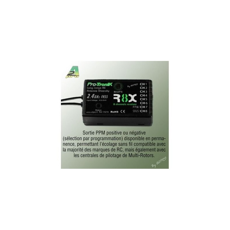 A2PRO - Empfänger R8X - 8-Kanal FHSS A2Pro (mit PPM) - FLASH RC