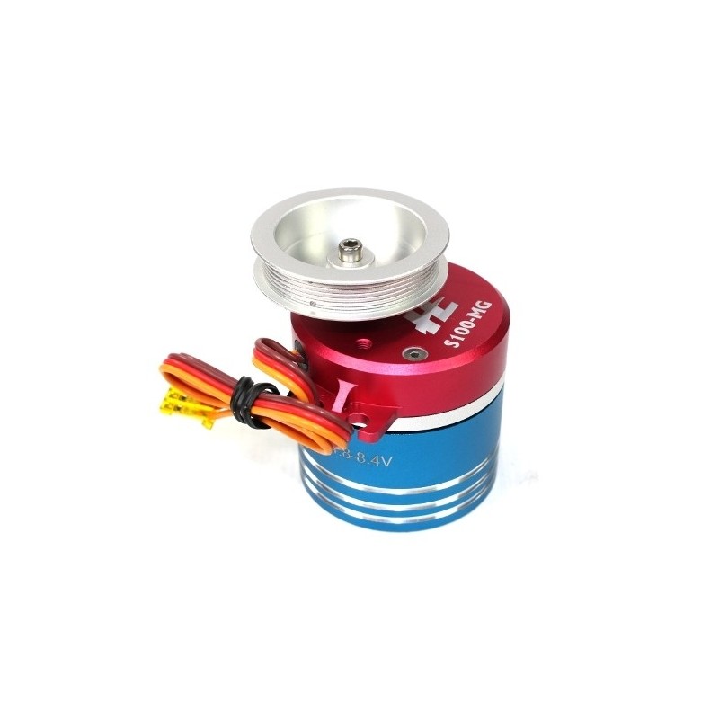 Servos - Servo winch HE S100MG Brushless 4 vueltas - polea doble ranura 30mm - FLASH RC