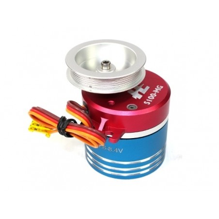 Servo treuil HE S100MG Brushless 4 tours - poulie double gorge 30mm - FLASH RC