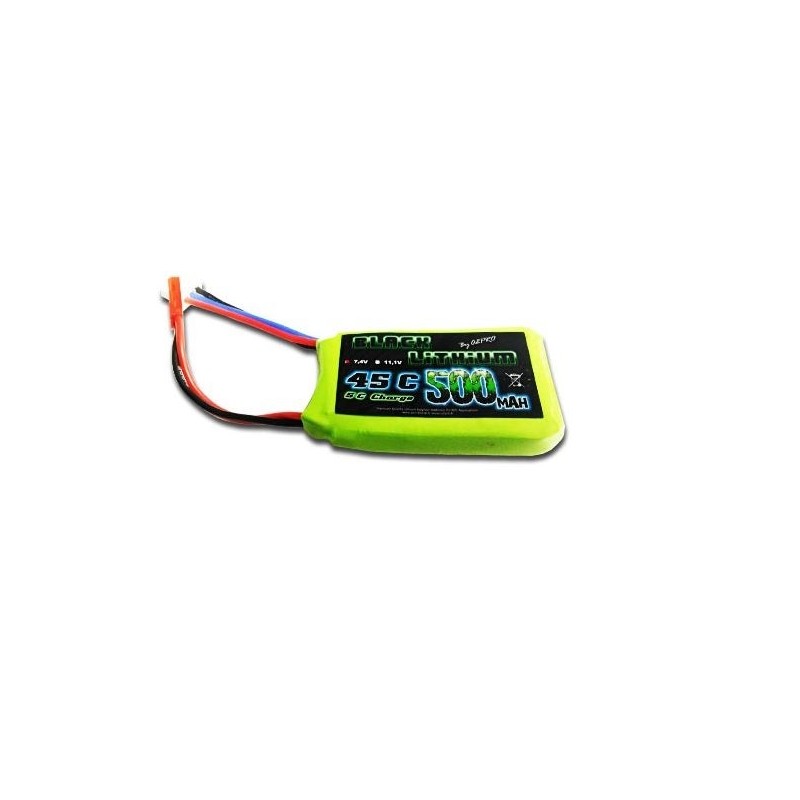 Batteries de propulsion avions RC - Batterie Black Lithium 2S 7.4V 500mAh 45C prise JST - A2PRO - FLASH RC