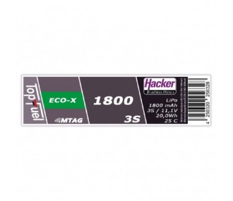 Batteries de propulsion avions RC - Batterie Lipo Hacker TopFuel Eco-X MTAG 3S 11.1V 1800mAh 25C Prise XT60 - FLASH RC