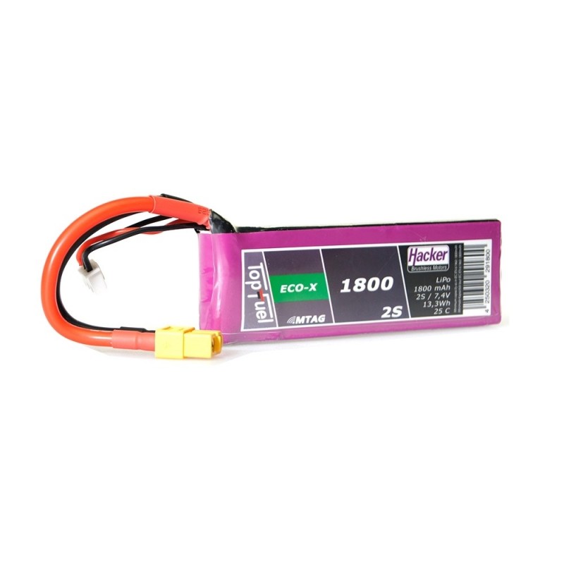 RC aircraft propulsion batteries - Lipo Hacker TopFuel Eco-X MTAG 3S 11.1V 1800mAh 25C XT60 socket - FLASH RC