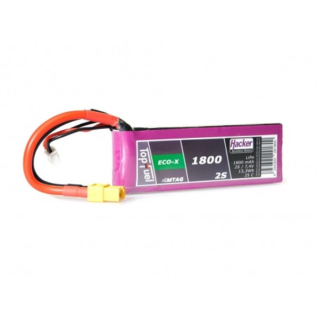 RC aircraft propulsion batteries - Lipo Hacker TopFuel Eco-X MTAG 3S 11.1V 1800mAh 25C XT60 socket - FLASH RC