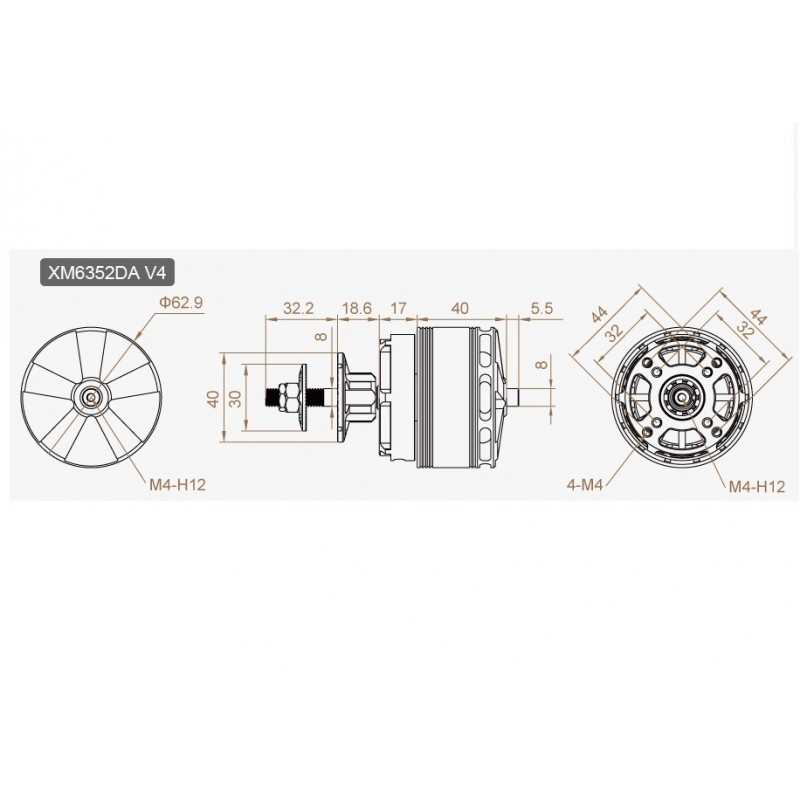 Outrunner - Motor Dualsky XM6352DA-26 V4 F3A - (490g, 3000W, 220KV) - FLASH RC