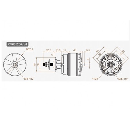 Outrunner - Moteur Dualsky XM6352DA-26 V4 F3A - (490g, 3000W, 220KV) - FLASH RC