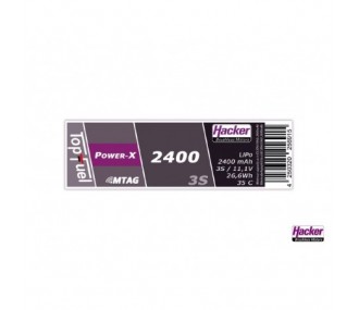 RC Aircraft propulsion batteries - Lipo Hacker TopFuel Power-X MTAG 3S 11.1V 2400mAh 35C XT60 socket - FLASH RC
