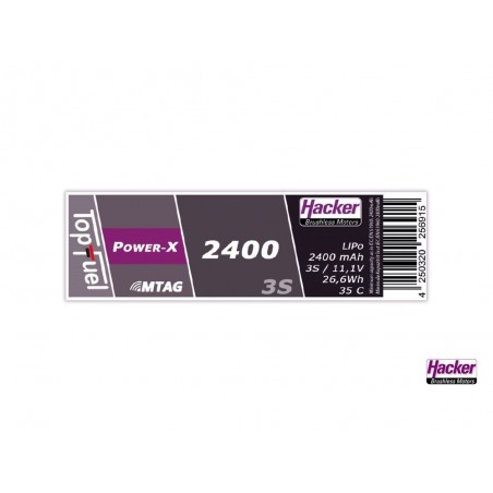 Batterie di propulsione per aerei RC - Lipo Hacker TopFuel Power-X MTAG 3S 11.1V 2400mAh 35C XT60 socket - FLASH RC