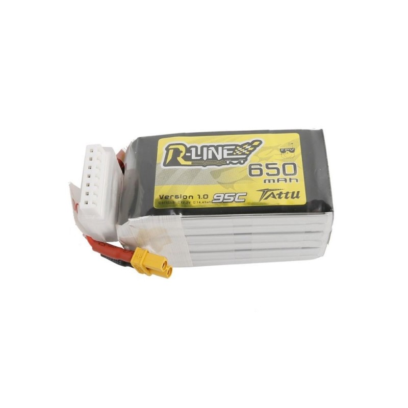 Batteries de propulsion avions RC - Batterie Tattu R-line V1.0 lipo 6S 22.2V 650mAh 95C prise XT30 - FLASH RC