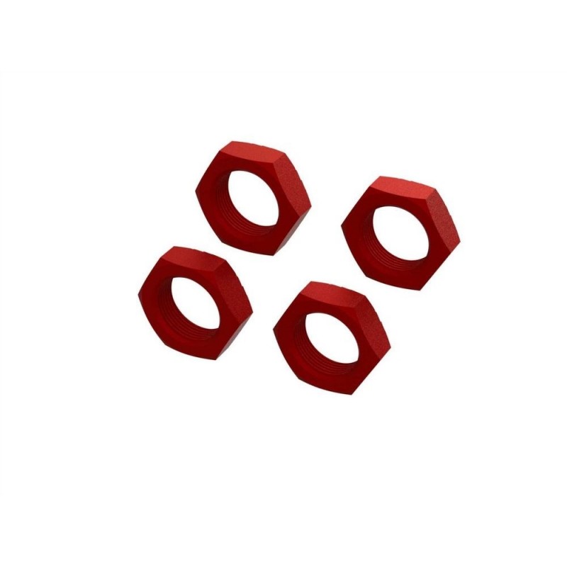 Ricambi per auto RC - Dado ruota in alluminio ARRMA 24mm (rosso) (4) - FLASH RC