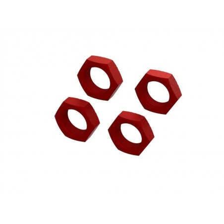 Ricambi per auto RC - Dado ruota in alluminio ARRMA 24mm (rosso) (4) - FLASH RC