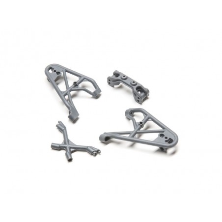 LOSI - Fr Shk Tower/Brace & Camber Link Mnt,Gray:Rock Rey - FLASH RC