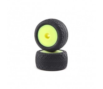 LOSI - BK Bar Tires, Fr/Rr Mounted, Yellow: Mini-T 2.0 - FLASH RC