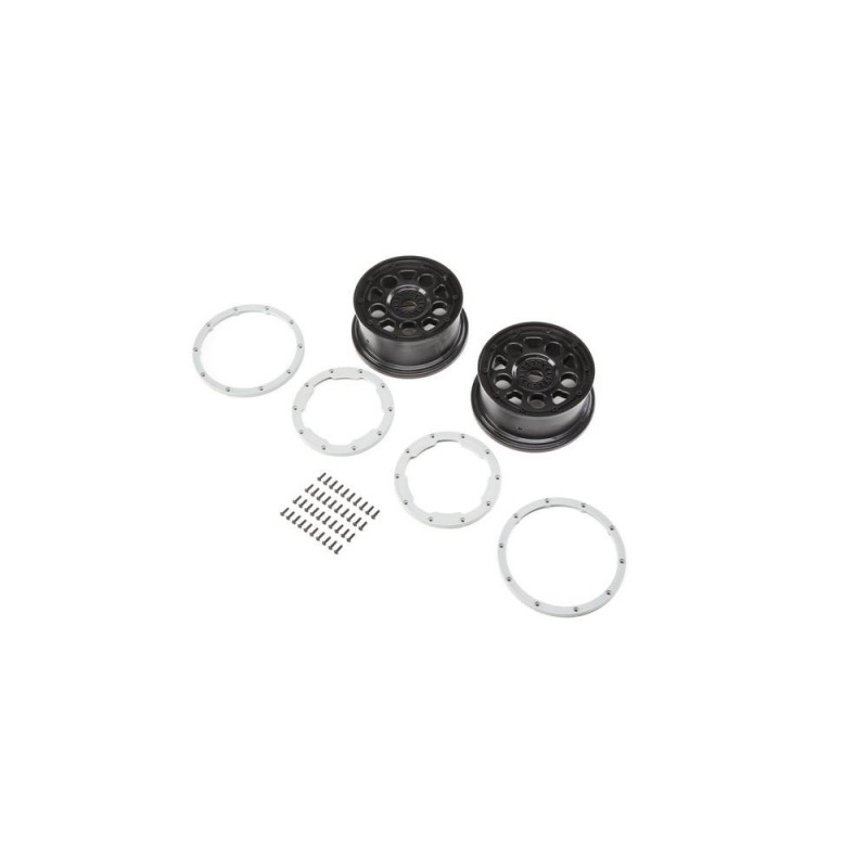Ricambi per auto RC - LOSI - DBXL-E - Cerchi neri, beadlock argento (2) - FLASH RC