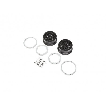 LOSI - DBXL-E - Jantes noires, Beadlock argentés (2) - FLASH RC