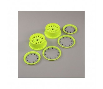 Recambios para coches RC - LOSI - Juego de ruedas y taloneras, Flo Yellow (2): 5ive-T 2.0 - FLASH RC
