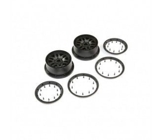 LOSI - Wheel & Beadlock Set, Black (2): 5ive-T 2.0 - FLASH RC