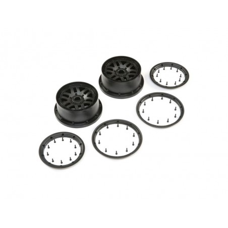 Ricambi per auto RC - LOSI - Set di ruote e bloccaggi, nero (2): 5ive-T 2.0 - FLASH RC