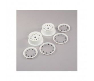 Ersatzteile für RC-Cars - LOSI - Wheel & Beadlock Set, White (2): 5ive-T 2.0 - FLASH RC