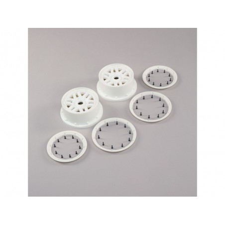 Recambios para coches RC - LOSI - Juego de ruedas y taloneras, blanco (2): 5ive-T 2.0 - FLASH RC