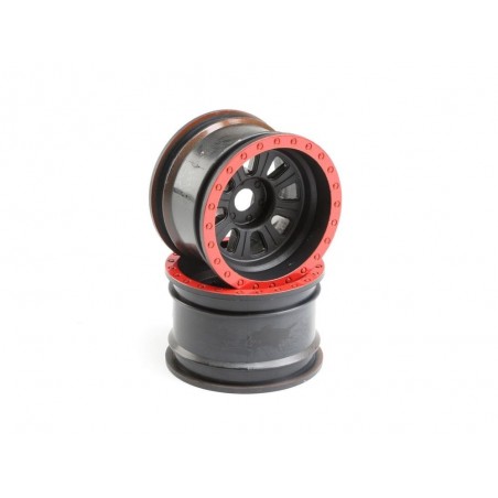 Piezas de repuesto para coches RC - LOSI - Rueda, Negro (2): Super Rock Rey - FLASH RC