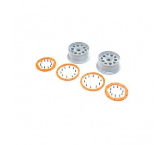 Ricambi per auto RC - LOSI - Ruote, argento, arancione, bloccaggio tallone (2): DBXL-E 2.0 - FLASH RC