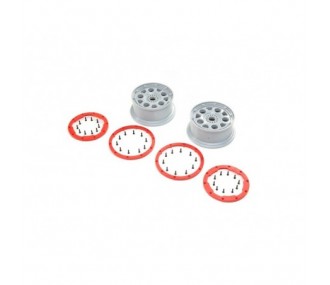 Ersatzteile RC-Cars - LOSI - Wheels, Silver, Red Bead Lock (2): DBXL-E 2.0 - FLASH RC