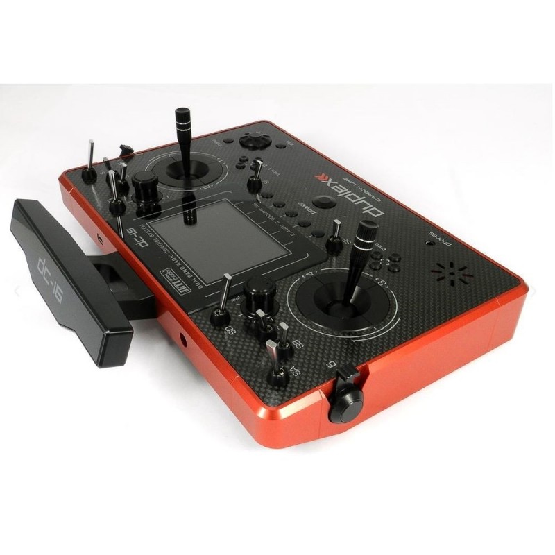 Mandos Radio - Jeti DC-16 G2 Carbon Line Rojo Multimodo 2.4Ghz + R10 - FLASH RC