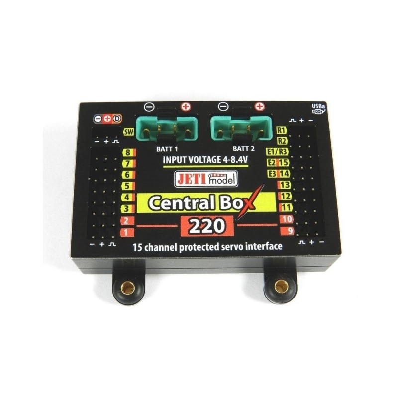 Box (Powerbox, Emcotec, Jeti, ...) - Central Box 220 Duplex 2.4EX + 2x Rsat2 + 1x interrupteur magnétique - Jeti - FLASH RC