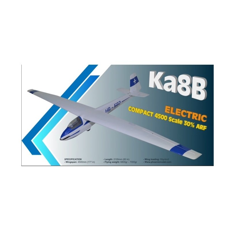 RC Gliders - KA 8B 4500 approx. 4.5m Phoenix Model - FLASH RC