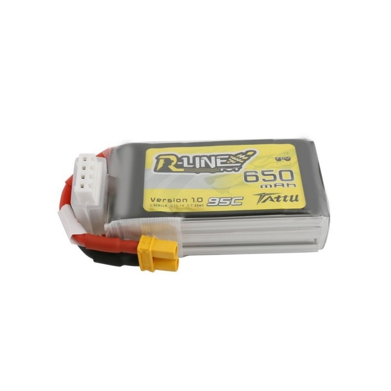 Batterie di propulsione per aerei RC - Tattu lipo R-line 3S 11.1V 650mAh 95C xt30 socket - FLASH RC